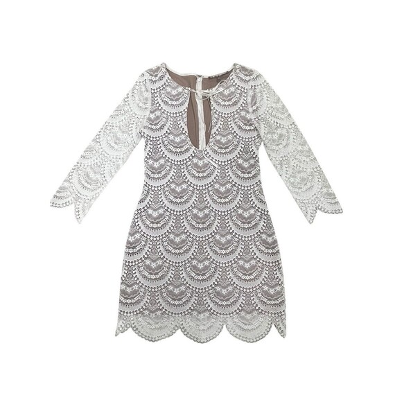 For Love and Lemons Rosalita Mini Dress Lace Scallop Hem Keyhole Fitted Bridal S - Picture 6 of 13